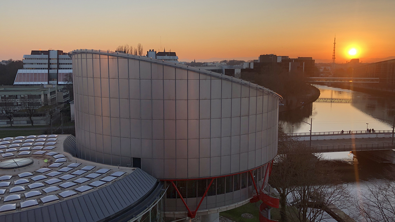 Human Rights building in sunset